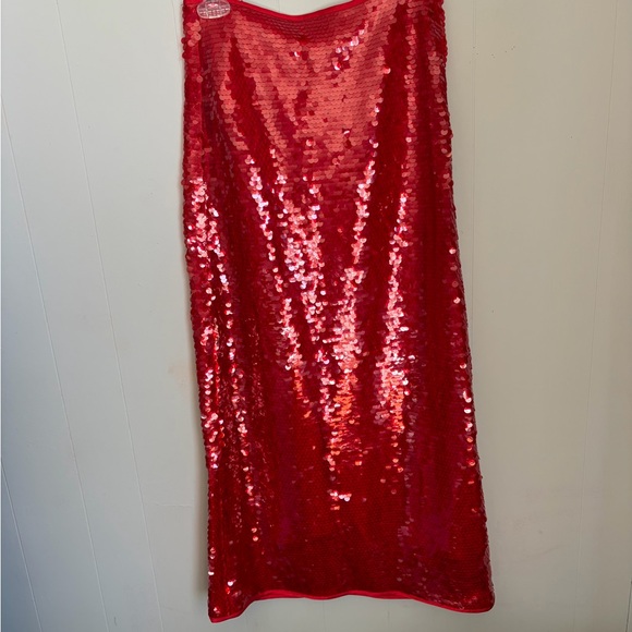 Commense red Sequin Midi Skirt - Picture 3 of 6